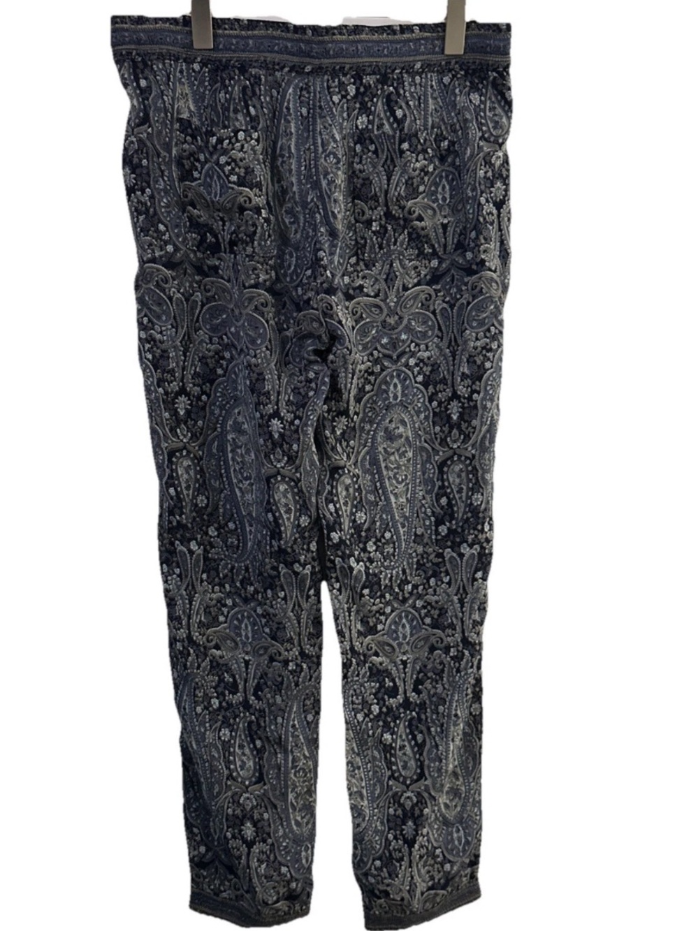 Calypso St. Barth Silk Pants Cropped Pull On Jogger Stretch Gray Paisley Size M - Picture 4 of 11